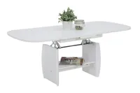 Couchtisch Wohnzimmertisch Michael III - Nachbildung Weiß - ausziehbar und höhenverstellbar - großer Ablageboden - Maß 90-142 x 68 cm