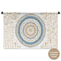 MuchoWow® Tapiserie na zeď Mandala - modrá - česká - bílá - design 90x60 Tapiserie Dekorace na zeď Šála