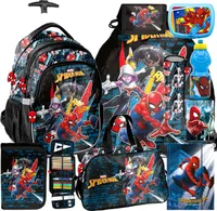 10tlg Spiderman Schulranzen Schultrolley set Federtasche Sportbeutel Trinkflasche Brotdose Reisetasche Brieftasche Notizbuch Einschlagmappe Schlamper