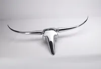 Aluminium ''Bulle'' (Größe: S) - Stierkopf, Texas-Geweih, Metall silber Wandgeweih, Geweih Hirsch Wandfigur, Wanddekoration, Figur und Skulptur , 75x5x35h silber Dekogeweih Wanddeko