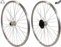 REDONDO 26 Zoll Laufrad Set VR + HR Felge Disc Silber + 9 fach Shimano Kassette