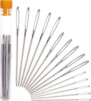 H&S Nähnadeln mit Großem Öhr - 15er Set - Stopfnadel für Wolle oder Garn - Stumpfe Edelstahl Nadeln im Etui