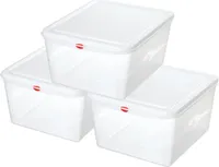 3 Transparente Aufbewahrungsbox mit Deckel, LxBxH 530x325x200 mm, 28 Liter