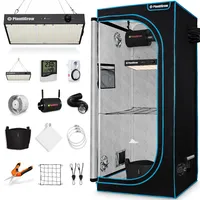 Growbox Komplettset – Indoor Gewächshaus mit 150W LED Vollspektrum Dimmbar, Carbon-Filter, Ventilator, Anzuchtzelt, Zuchtzelt - 60x60x180