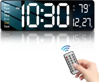 Wanduhr 16-Zoll Funkwanduhr LED-Digitalwecker mit Fernbedienung, 12/24 Std.