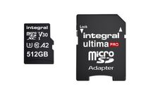 Integral INMSDX512G-180/150V30 512GB MICRO SD CARD MICROSDXC UHS-1 U3 CL10 V30 A2 UP TO 180MBS READ 150MBS WRITE, 512 GB, MicroSD, UHS-I, 180 MB/s, 150 MB/s, Class 3 (U3)