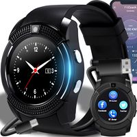 Inteligentné hodinky Smart Watch 45 mm náramkové hodinky so SIM dotykovým displejom športové pásmo Fitness náramok čierne hodinky darčekové volanie Android iOS muži ženy čierne Retoo