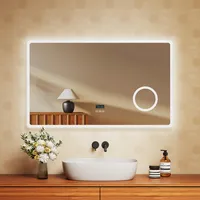 EMKE Kúpeľňové zrkadlo s 3-násobným zväčšením Dotykový spínač 3 farby svetla Stmievateľné Hodiny proti zahmlievaniu Bluetooth 100X60cm