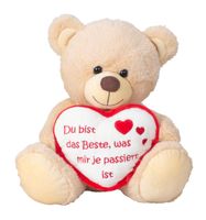 Teddybär Kuschelbär weiß mit Schleife und Aufschrift I Love You 30 cm groß 