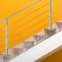 Jopassy Treppengeländer Edelstahl Geländer Balkongeländer Ø 42mm für Innen und Außen Garten Treppenhaus 100 cm 4 Querstäbe