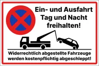 Ein- und Ausfahrt freihalten Schild PVC Hartschaumplatte 20cmx30cm mit Klebepads