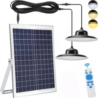 Außen Solarlampe 2 Beleuchtungsmodi 3 Lichtfarbe Dimmbar Wasserdicht Solar Pendelleuchte mit 2 Lampen und Fernbedienung