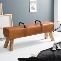 riess-ambiente Design Sitzbank TURNBOCK Echtleder Bezug 134cm Kult Schulsport Retro Look Bank Fußbank