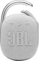 JBL Clip 4 Drahtlose Bluetooth-Freisprecheinrichtung, wasserdicht (IP67) und staubdicht, mit auffälligem Stil und tragbarem Design, 10h dekontinuierliche Musik, white