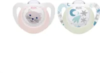 NUK Star Tag- und Nachtschnuller 0-6 m 2 Stück/BOX Mädchen - 0-6 m