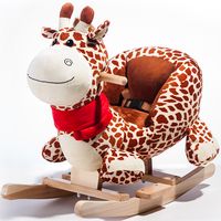Schaukelpferd Plüsch Giraffe Schaukeltier 70 cm Baby Wippe Holz Spielzeug ab 9M 