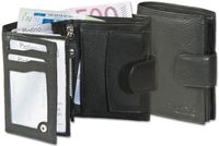 Platino Kompakte Geldbörse mit Außen-Hartgeldfach aus feinstem Leder in Schwarz