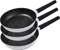 3tlg. Bratpfannenset / KING® SHINE GREY / Pfannengrößen Ø20cm,Ø24cm,Ø28cm / mit Antihaft-Keramikbeschichtung Innen: FUSION TI