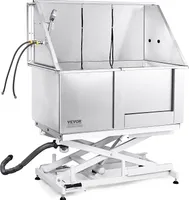VEVOR Profesionálna vaňa na starostlivosť o psov 127 cm nerezová vaňa na umývanie psov Max. 150 kg psov Výškovo nastaviteľná umývačka psov Vaňa na starostlivosť o psov s pravými dverami Sprcha pre psov Umývacia vaňa