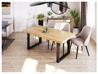 Furneo | Großer ausziehbarer Tisch, Klapptisch Esstisch, Loft Tisch, Esstisch, 90x180 cm, ausziehbar auf 280 cm, Eiche Gold Craft