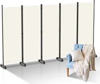Yakimz Paravent mit Rollen Faltbarer Raumteiler Outdoor Trennwand Garten Sichtschutz Raumtrenner 5 teilig Beige 284x181 cm
