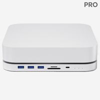 iMounts Mac Mini M1 a M2 Hub Docking Station Pro - 2023 - HDMI, USB-C, USB3.0, nabíjení, externí SSD a M.2 NVMe - stříbrná barva