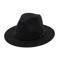 Jazz Cap Breite Krempe Atmungsaktiv Einfarbig Fedora Hut Winter Floppy Frauen Cap Streetwear-Schwarz