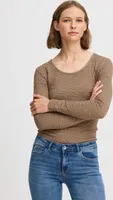 b.young BYPOLI Damen Longsleeve Langarmshirt Basic Shirt mit Rundhals Slim fit