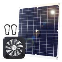 20 W ventilátor se solárním napájením šC vodotěsný ventilátor se solárním panelem USB, vysokorychlostní venkovní sada pro kuřecí boudy/skleníky/kočárkárny/domky pro zvířata/okna