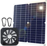 20 W ventilátor se solárním napájením, 10 palců, vodotěsný, USB solární panel, ventilátor, vysokorychlostní venkovní sada pro kurníky, skleníky, přístřešky, domky pro zvířata, okna