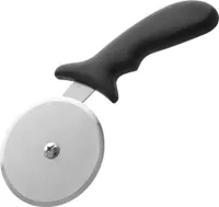 FMprofessional Pizzaschneider, Pizzaroller aus Edelstahl, robuster Küchenhelfer mit scharfem Schneiderad, Pizzamesser für dicke und dünne Pizzen (Farbe: Silber/Schwarz)