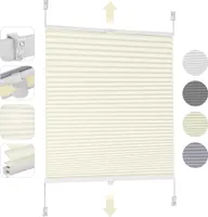 Plissee Klemmfix ohne Bohren 80x130cm Beige Sonnenschutzrollo Verspannt Blickdicht Lichtschutz Faltrollo Jalousie Rollos für Fenster und Tür