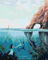 Zuty - Malen nach Zahlen - FRAU MIT HAI UNTER WASSER, 40x50 cm, ohne Keilrahmen