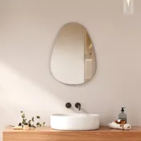 EMKE Oválne zrkadlo, asymetrické zrkadlo 45 x 60 cm Kúpeľňové zrkadlo Asymetrické kúpeľňové zrkadlo, nástenné zrkadlo do kúpeľne