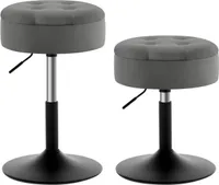 WOLTU 2er Set Barhocker niedrig, Sitzhocker mit Stauraum, Schminkhocker drehbar, für Bar Schminktisch Kücheninsel Tresen, Samtbezug Dunkelgrau