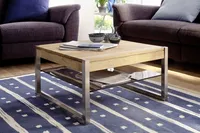 Couchtisch Migel | Asteiche massiv | mit Glasplatte | 65x65 | Eiche