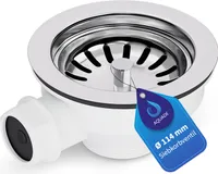 Siebkorbventil Ø114mm 3 1/2″ mit Anschluss für seitlichen Überlauf für Spüle