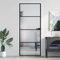 vidaXL Drzwi wewnętrzne slim czarne 83x201,5 cm szkło hartowane i aluminium