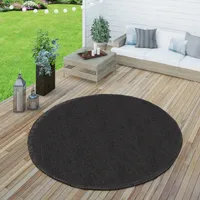 Outdoor Teppich wetterfest Garten & Terrasse flachgewebt Uni Sisaloptik robust Grösse Ø 160 cm Rund