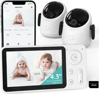 WLAN Babyphone mit 2 Kameras, 4.3” 1080P HD, App-Steuerung, 4×Zoom, IR Nachtsicht, Weinen/Bewegungs/Geräuscherkennung, Temperaturerkennung, mit 32GB