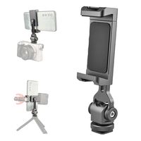 VELEDGE Handyhalter aus Aluminiumlegierung, Handy-Stativhalterung, um 360¡ã drehbar, mit zwei Kaltschuhhalterungen fuer Smartphone-Vlog-Selfie-Live-Streaming-Videoaufzeichnung