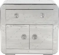 SIT Möbel Kommode | 2 Türen, 1 Schublade | mit Alu beschlagen | aus Mangoholz und MDF | B 90 x T 40 x H 80 cm | silber | 81710-21  | Serie AIRMAN