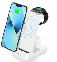 Kabellose 3-in-1 Ladestation für iPhone, Apple Watch und AirPods, Faltbares Wireless Charger, Überstromschutz, gleichzeitig aufladen, Farbe:Weiß