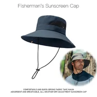 Sonnenhut, Outdoor Safarihut, Sommerhut mit breiter Krempe, Faltbarer Wanderhut für Herren, Boonie Hut, Sonnenschutzhut, Buschhut, Fischerhut, Gartenhut (Marineblau)