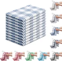 10er PACK Geschirrtücher Küchentücher Trockentücher Grubentücher 100% Baumwolle, Farbe: Blau