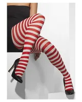 Gestreifte Strumpfhose Rot-Weiß