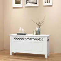 vidaXL Úložná lavica v barokovom štýle MDF biela