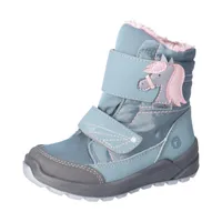RICOSTA Boots GAREI Wetterfest durch den Winter HighTech/Textil Klettverschluss Warmfutter Mädchen arctic Hellblau/Rosa Pferd  Größe 29