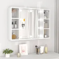 Szafka lustrzana z LED biała 76x15x55 cm