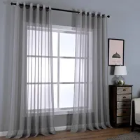 Deko Vorhang mit Ösen Lichtdurchlässig Hellgrau 140 x 240 cm Gardinenschal Gardinen Ösenschal Dekoschal